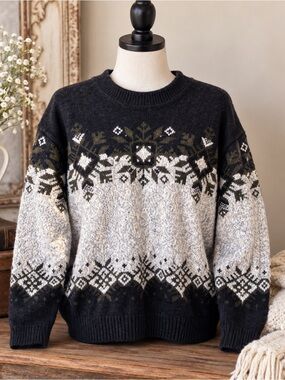 Vintage Fair Isle Nordic Knit Sweater Winter Pullover ❄️